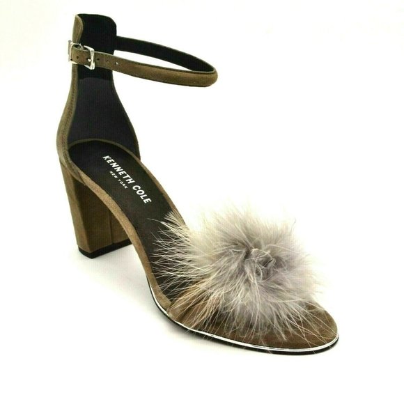 Kenneth Cole Shoes - Kenneth Cole Lex Feather Pom Suede Sandals Heels